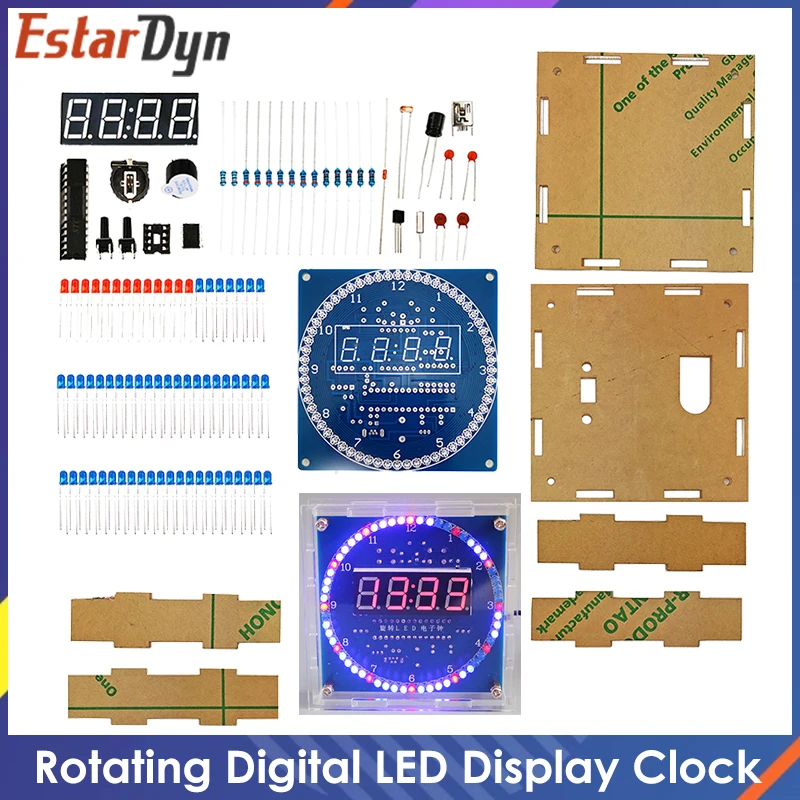 DIY obrotowy cyfrowy moduł wyświetlacza LED Alarm elektroniczny zestaw zegara cyfrowego 51 SCM tablica edukacyjna 5V DS1302