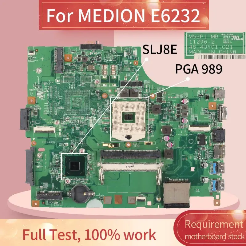 For MEDION E6232 PGA 989 Laptop Motherboard 11296-2 48.4UY01.021 DDR3 Notebook Mainboard