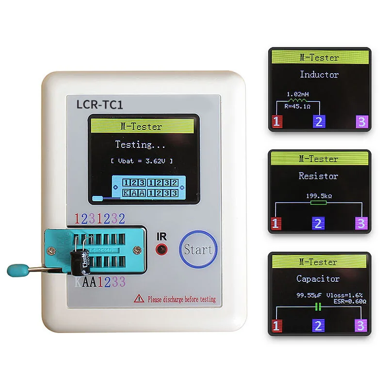 2017 Transistor Tester TFT Diode Triode Capacitance Meter LCR ESR NPN PNP MOSFET LCR-TC1 1.77inch TFT Free Shipping