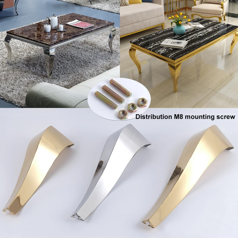 2pcs Stainless Steel Furniture Legs Snake-Shaped Table Cabinets feet Sofa Bed TV Cabinet feet Shiny Gold/Silver Furniture feet