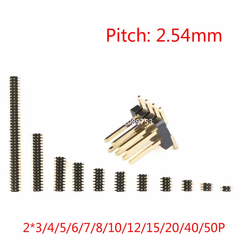 10 sztuk 2.54mm męskie złącze pinowe 2.54 pasek dwurzędowy SMD SMT Pinheader gniazdo 2*3/4/5/6/7/8/10/12/15/20/40/50P