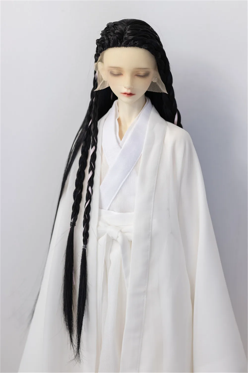 

Bjd3 point wig high temperature silk long hair antique style hand woven wig BJD doll accessories