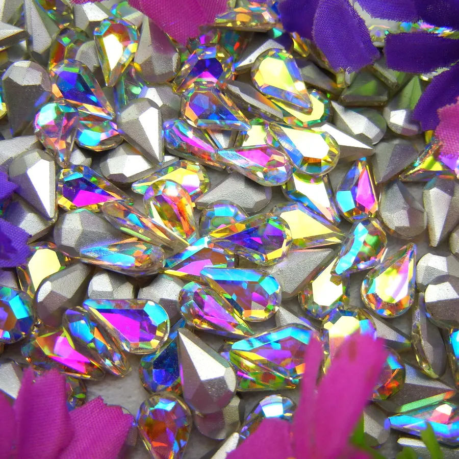 AB Farben 3*6mm 6*10mm 8*13mm Tropfenförmige Glas-Kristalle Strass zum Aufkleben Ornament DIY Verzierung – Detail 14