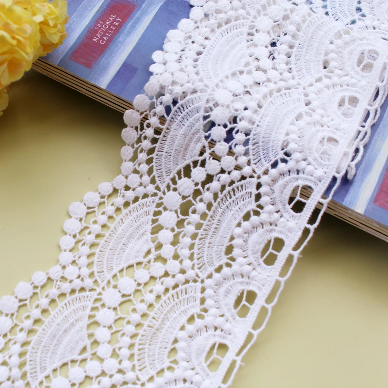 의류 장식 트림 면 자수 바느질 DIY 프로세스 화이트 트림, 순면 트림 X1485, 11cm 너비 1 야드/로트