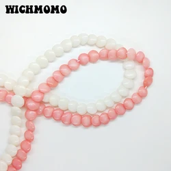 7MM 20PCS Pink White Coral Flattened Circular Shape Beads for DIY Necklace Bracelet Jewelry Making Accessories