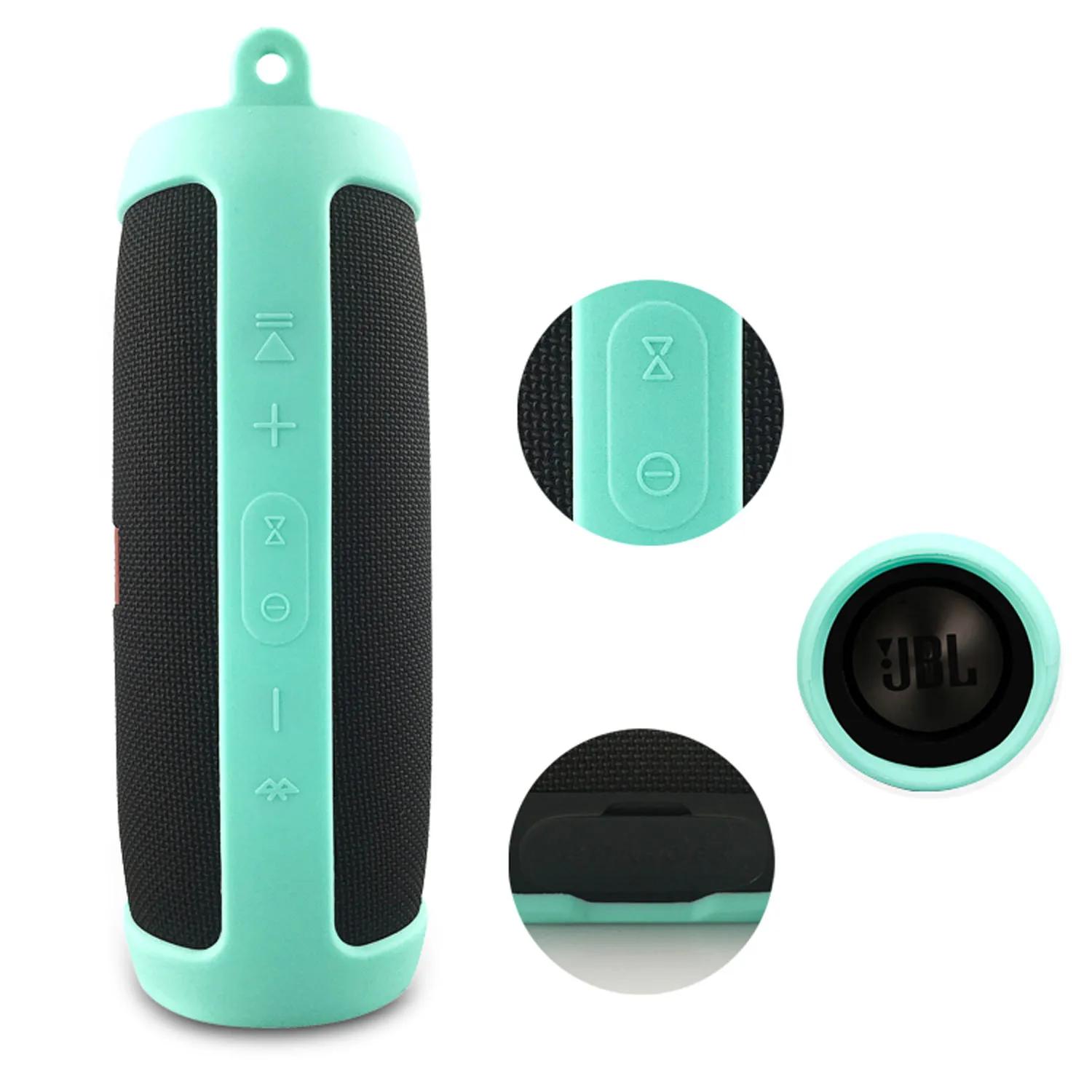 Gosear Travel Portable Soft Silicone Carrying Case Protective Cover Shell with Carabiner for JBL Charge 3 Speaker Accessories