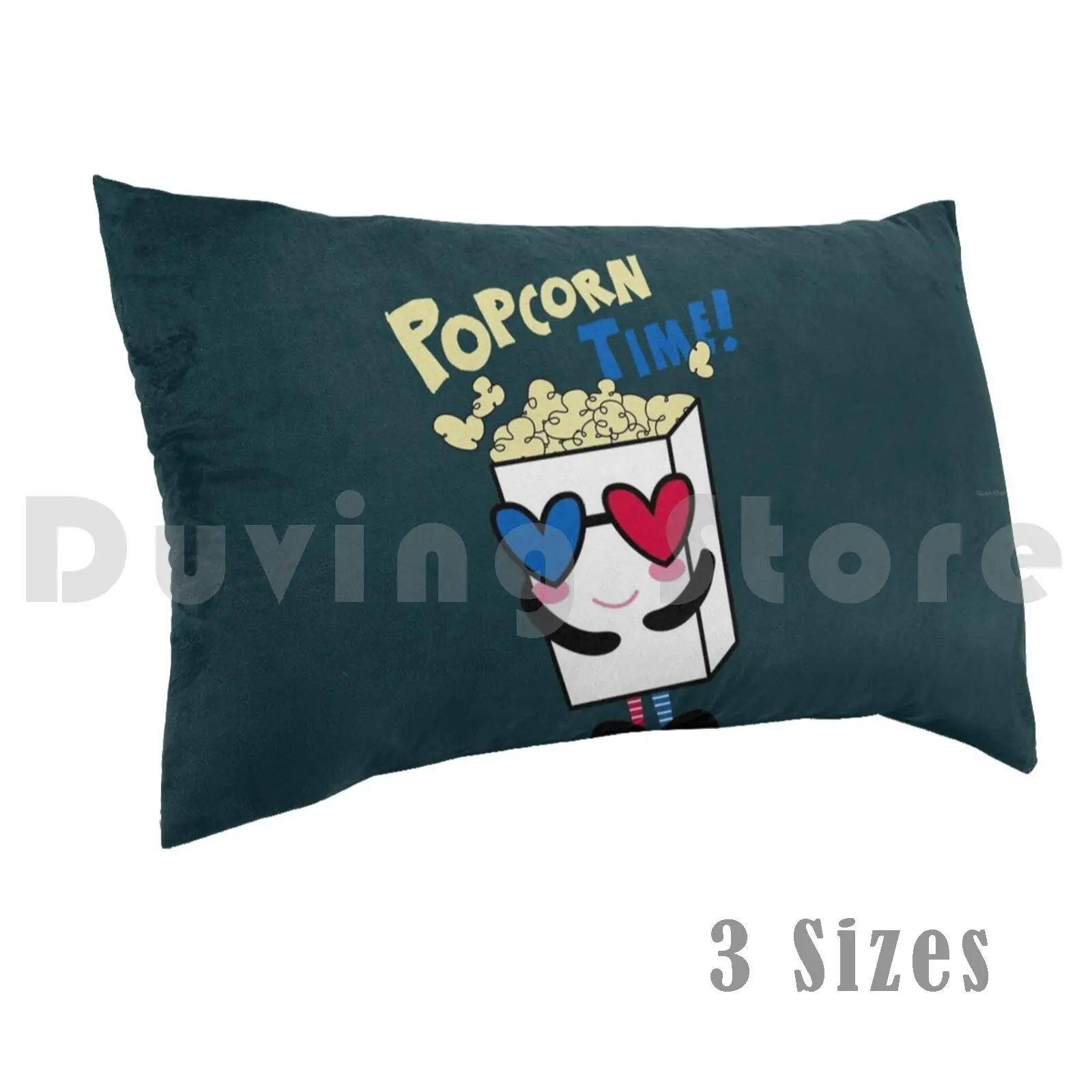 Popcorn Time Pillow Case Printed 50x75 Popcorn Movie Cinema Movies Film Food Corn Cute Snack White Movie Time