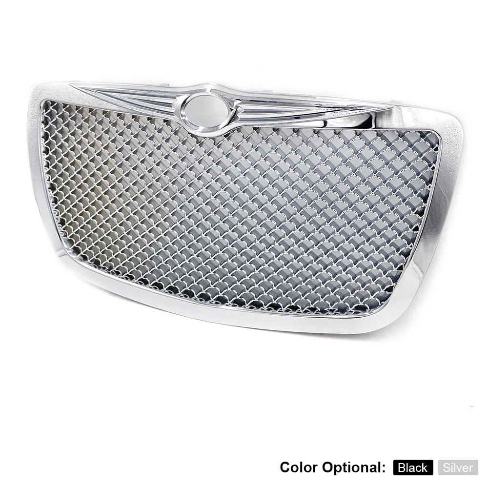 Racing Car front Grills for 2004 2005-2010 Chrysler 300 300C Limited Touring Chrome/Black Hood Grill Mesh Grille TT101088