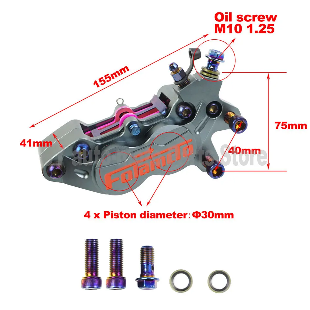 40mm Mounting Motorcycle Disc Brake Calipe 4 Piston For Yamaha Kawasaki Suzuki Dirt Bike Modify Hf6 Frando Adelin