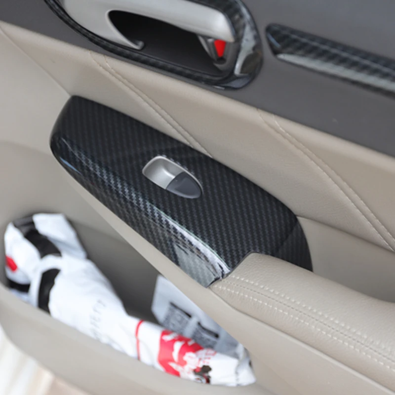 For honda civic 2006-2011 car Power window switch Window lifter trim, Carbon fiber pattern Interior Door sticker 2007 2008 2009