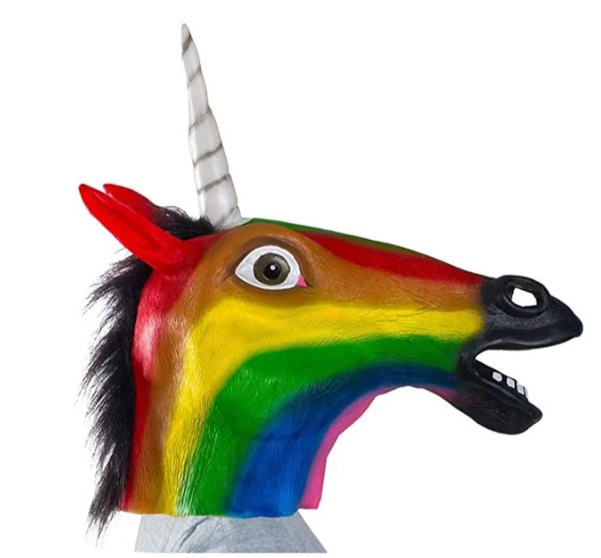 Masque de licorne en arc-en-ciel pour adultes, masques d'animaux, têtes de fête