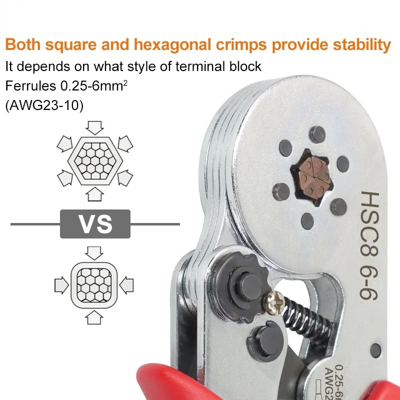 Tubular Terminal Crimping Pliers HSC8 6-4/6-4A/6-6 wire mini Ferrule crimper tools YEFYM Household electrical kit