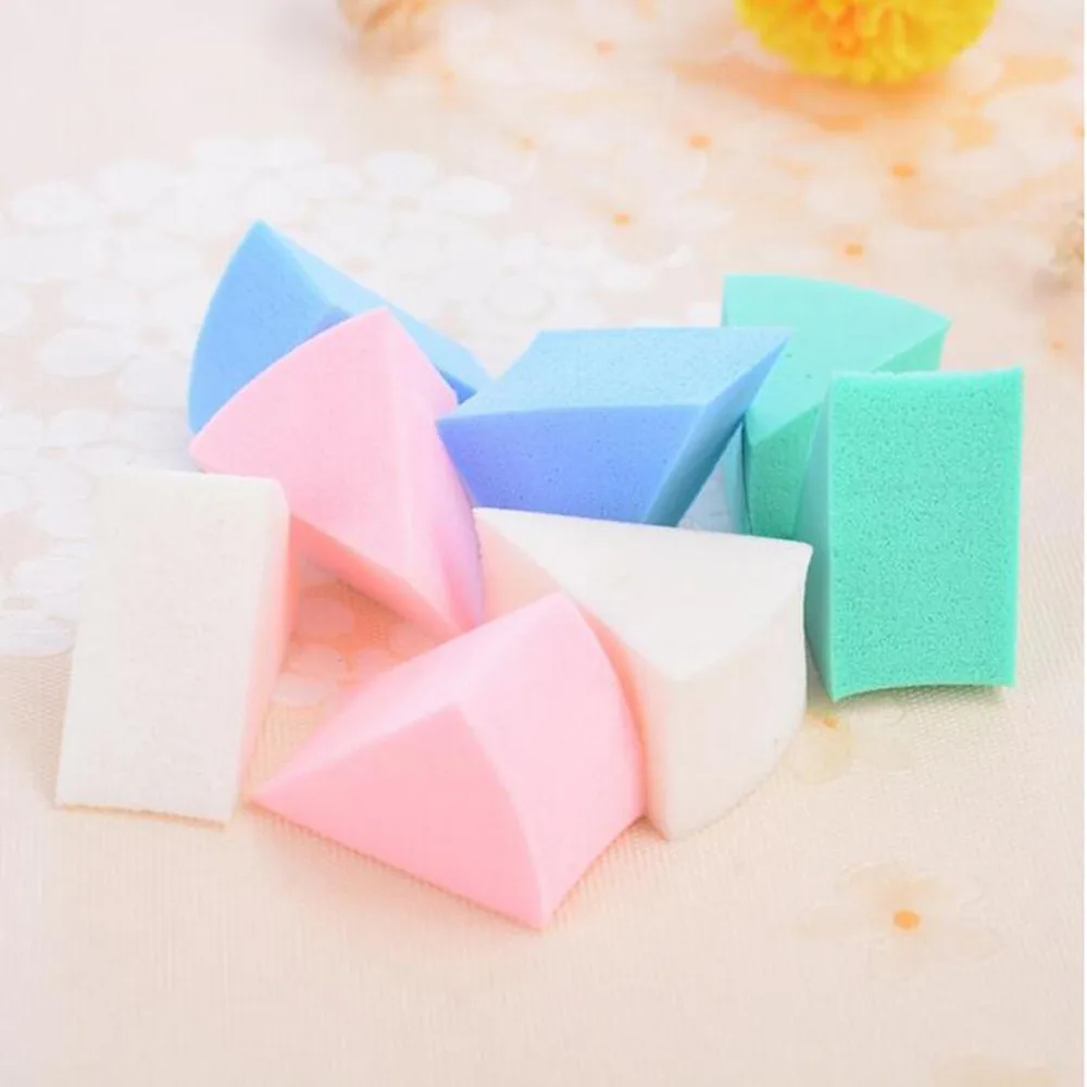 8Pcs/Lot Triangle Shaped Candy Color Soft Magic Face Cleaning Pad Cosmetic Puff Cleansing Sponge Wash  Makeup Tools