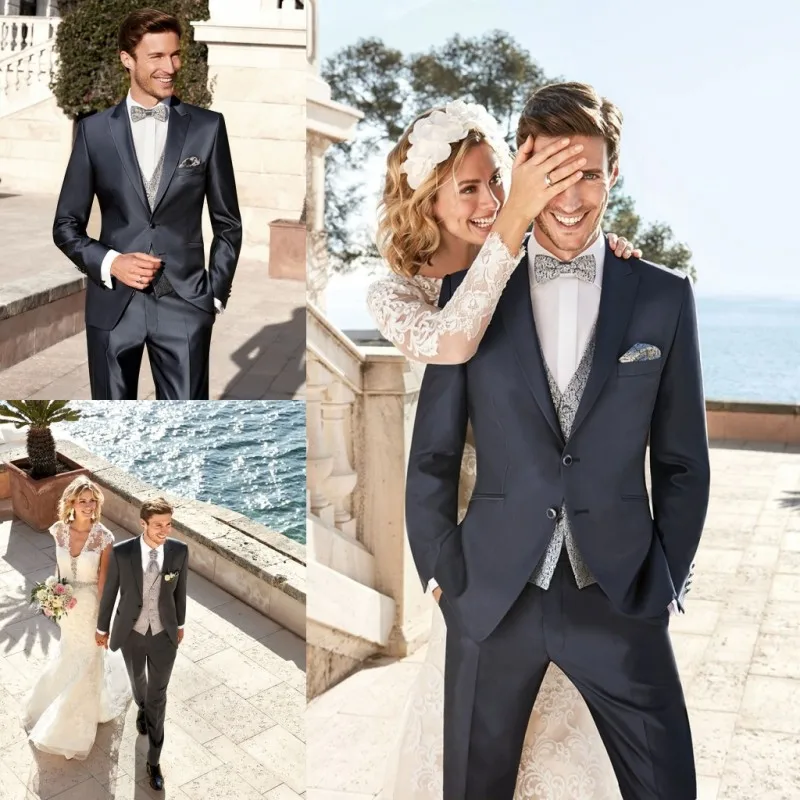 

Handesome Grooms Men Tuxedos Peaked Lapel 2 Pieces Set (Blazer + Pants) Wedding Marriage Groomsmen Custom Made Jacket