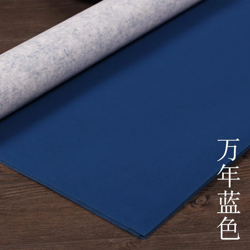 10shees Chinese Batik Calligraphy Paper Papel Arroz Black Blue Xuan Paper For Paper-cutting Half Ripe Rijstpapier Carta Di Riso