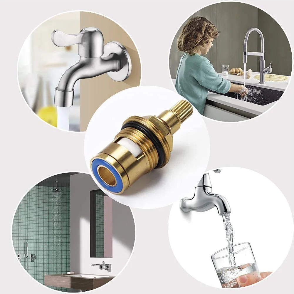 Universal Replacement Tap Valves Brass Ceramic Disc Cartridge Inner Faucet Valve For Bathroom, Clockwise Or Anti-clockwise