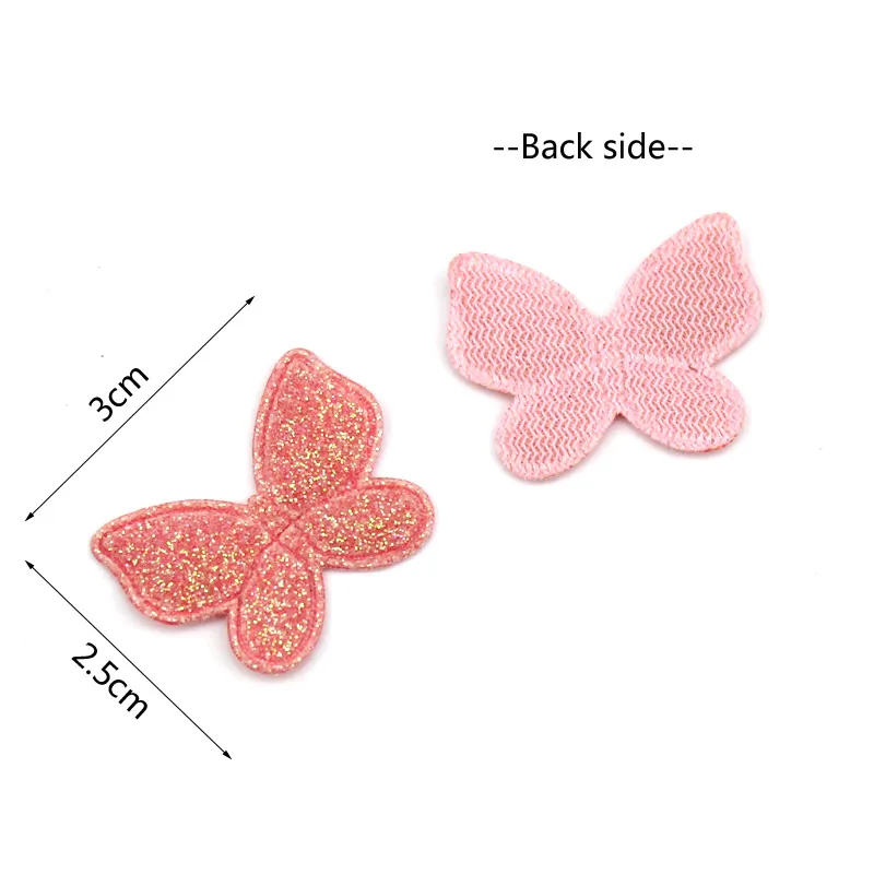 60Pcs 2.5*3 centimetri Glitters della farfalla lucido Imbottito Appliqued Per Bambino Copricapi Della Forcella FAI DA TE bastone-on Ornamento