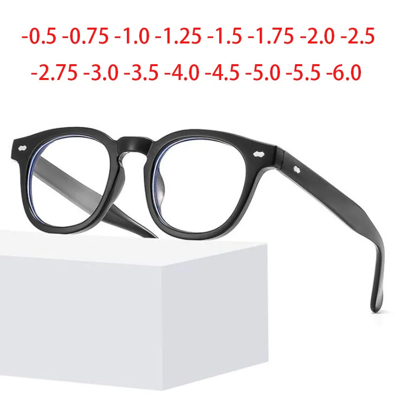 Vintage Round Glasses Men Women Fashion Eyeglasses Shortsight Prescription Eyewear -1.0 -1.5 -2.0 -2.5 -3.0 -3.5 -4.0 -6.0