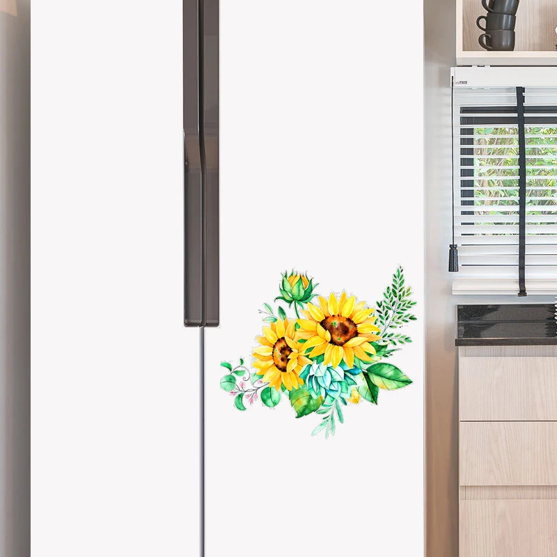 Three Ratels QCF42 Beautiful sunflower bouquet family decoration refrigerator toilet Decal