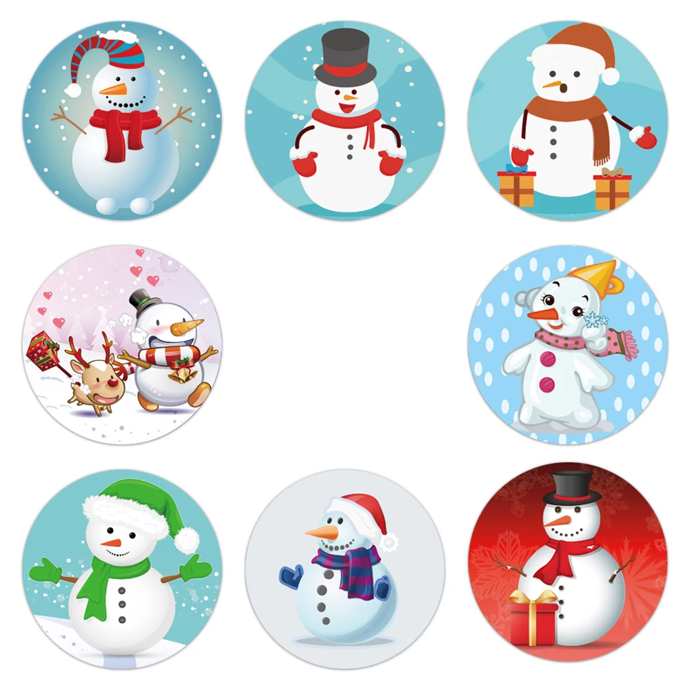 500PCS CHRISTMAS Stickers Snowman Stickers Printable Label Stickers 8 Patterns Cartoon Reward Stickers Children Toys Gifts