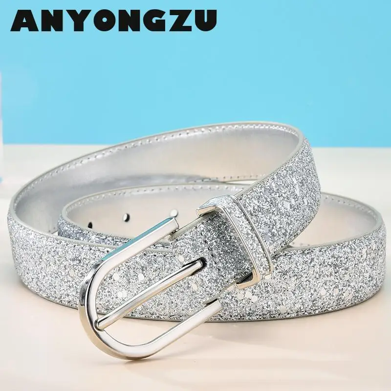 Silver Women Glitter Belt Fashion Golden Female Waist High Quality Belt Super Low Price Luxury Goods Catwalk shows decoration