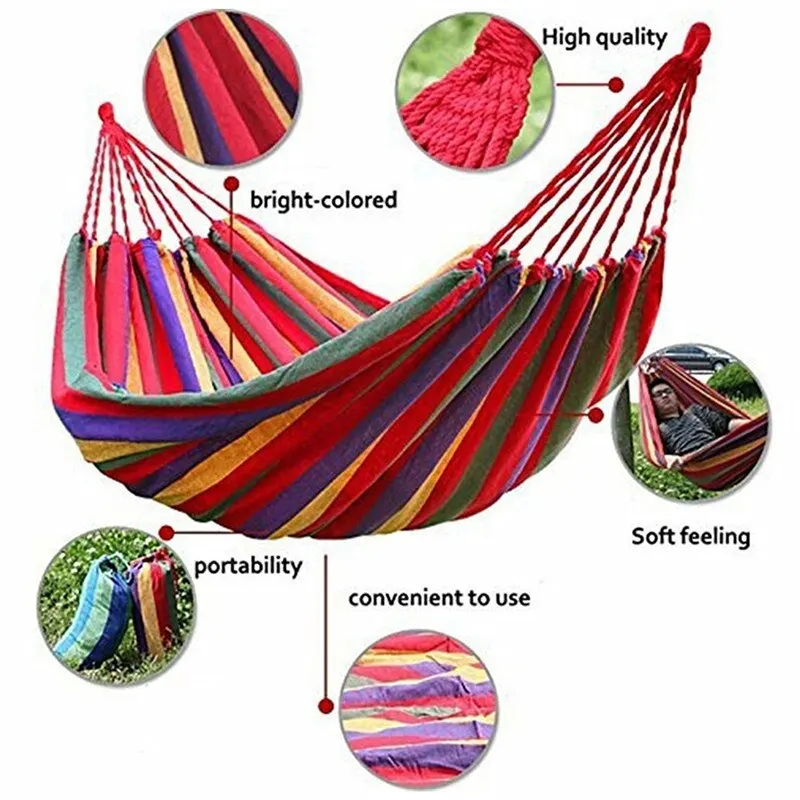 Outdoor Hammock Swing Thicken Chair Garden Hanging Swing Chair Relaxation Canvas Swing Travel Camping Lazy Chair With 2 Pillow