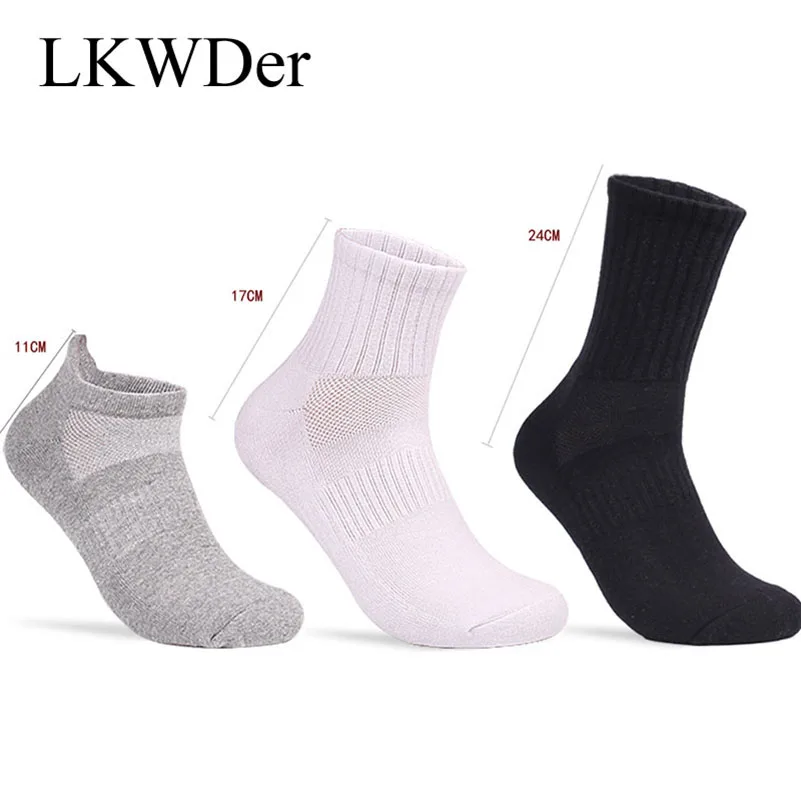 

LKWDer 5 Pairs Mens Cotton Sports Socks Towel Bottom Solid Color Thicked Terry Socks Breathable Deodorant Basket Ball Sock Meias