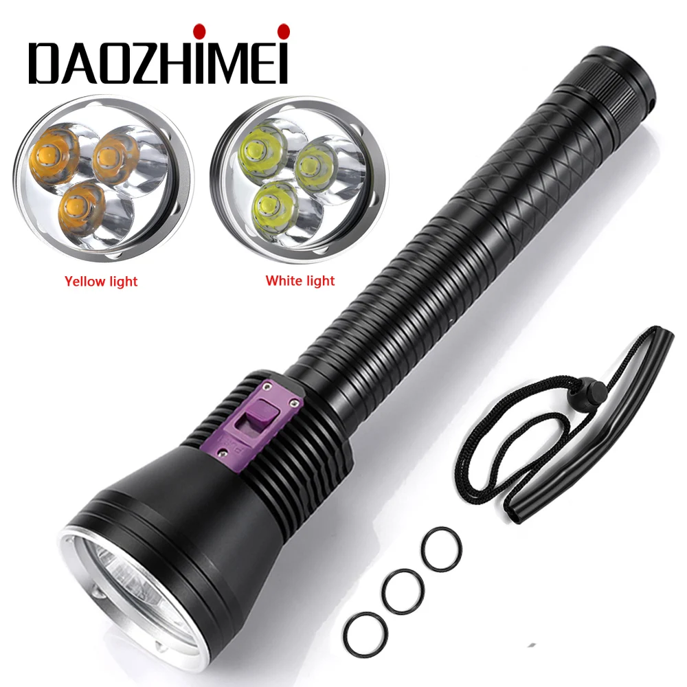 

8000 lumens High Power 3*XHP70.2 LED Diving Flashlight Waterproof Underwater 100M Dive Light Tactical Torch for 3x26650 battery