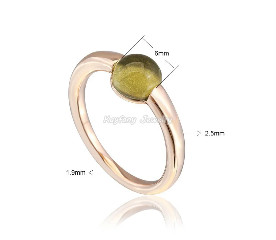 gold-plated round Peridot Olive green candy ring crystal jewelry anniversary gift for girlfriend Wedding Ring