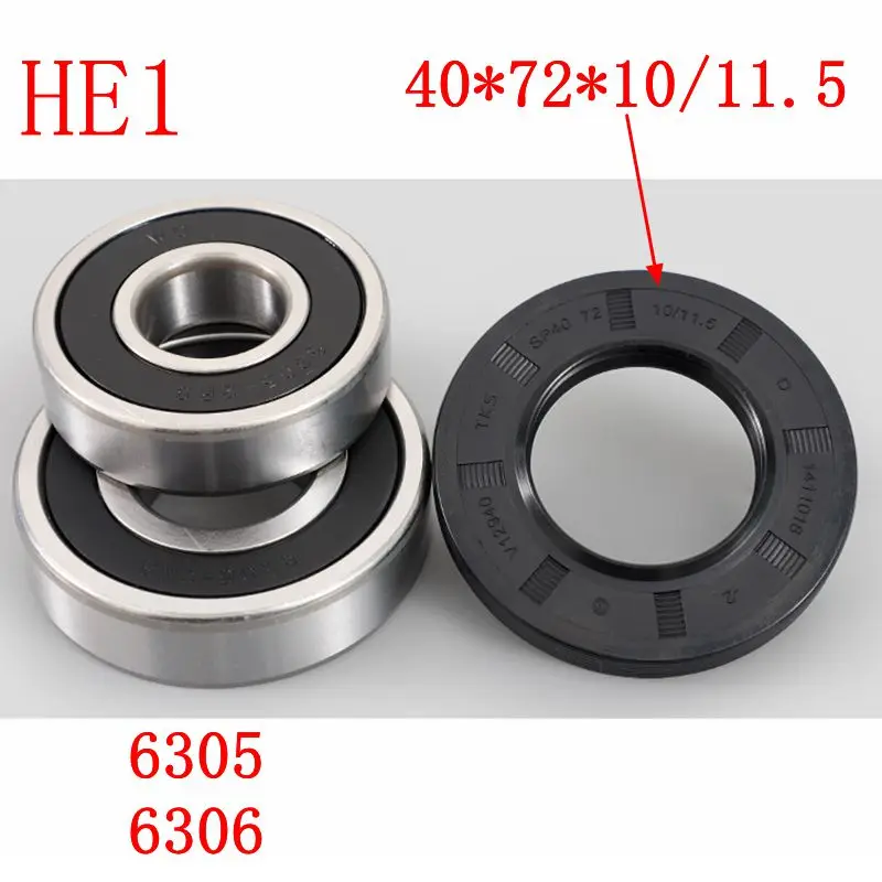 for Haier drum washing machine Water seal（40*72*10/11.5）+bearings 2 PCs（6305 6306）Oil seal Sealing ring parts