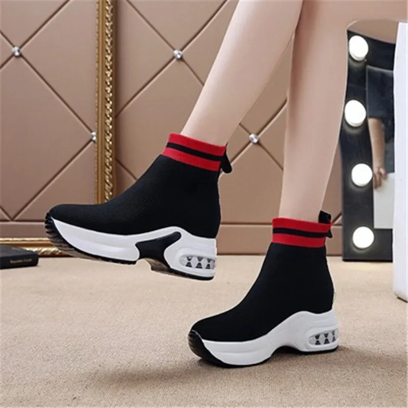 Autumn Winter Elastic Sock Boots Women Warm Shoe 2024 Female Plaform Sneakers Black High Top Shoes For Woman Ankle Boot Eu 35-40