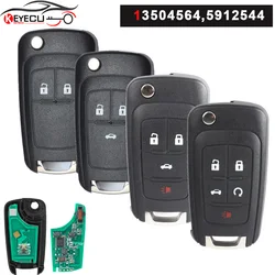 KEYECU PN: 13504564, 5912544 433MHz ID46 Chip 2/3/4/5 Button Flip Remote Key Fob for Chevrolet Aveo Cruze Orlando HU100 Blade