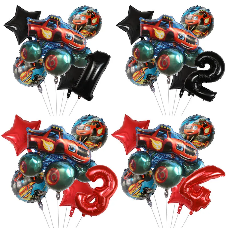 6Pcs Blaze Monster Machines Car Theme Birthday Party Decorations 30inch Number Balloons Set Boys Favors Toy Baby Shower Supplies