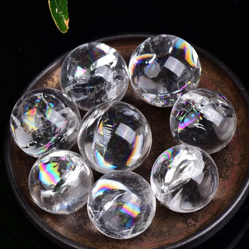 Natural Rainbow Clear Crytsals Ball Quartz Gemstones Jewelry Crystal Divination Orb Healing Reiki Home Decor DIY Crafts Gift 1Pc