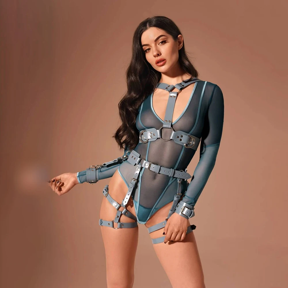 

Exotic Lingerie Leather Garter Suspenders Fashion Women Harness Sexy Leather Body Top Bra Bondage Belt Punk Gothic Adjustable