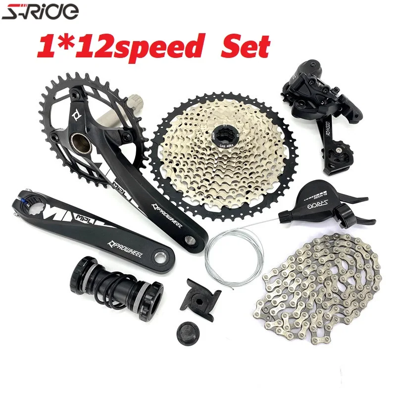 

SRIDE Mountain Bike 12 Speed 104BCD Prowheel Crankset BB73+ Cassette Freewheel YBN Chain Shift Lever Rear Derailleur Suit