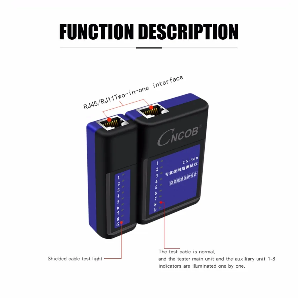 Industriële Kwaliteit Kabel Tester, RJ45 RJ11 In Een Interface Multifunctionele Testen Ethernet Kabel Telefoon Lijn Reparatie Tool