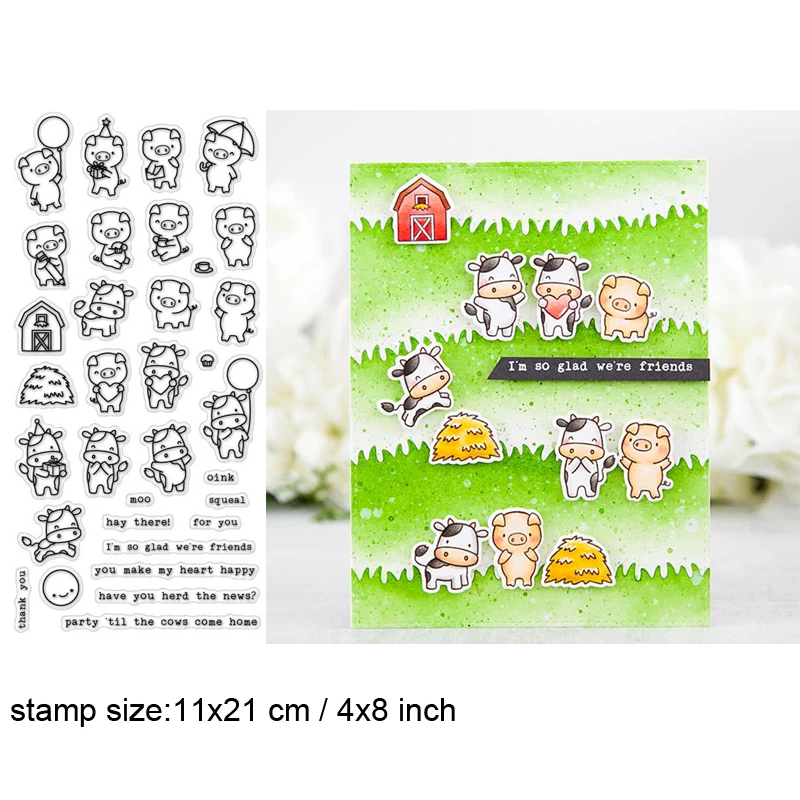 Farmyard Pig and Cow Clear Stamps for DIY Scrapbooking Crafts Making Decor Transparent Stempels New Silicone Stamp Seals