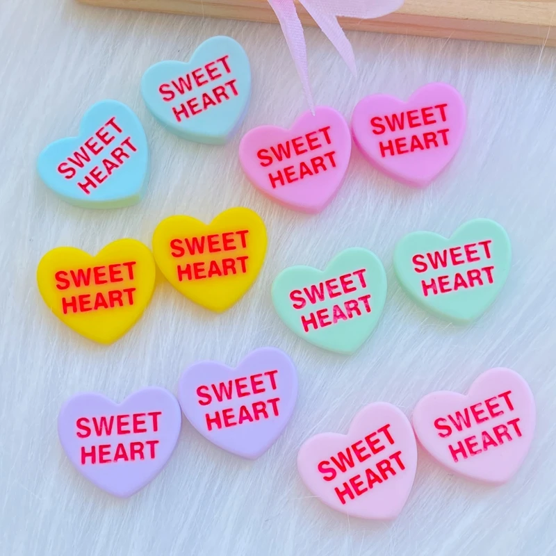 20pcs New Cute Resin Mini Heart Letter Flat back Cabochon Scrapbook Kawaii DIY Embellishments Accessories