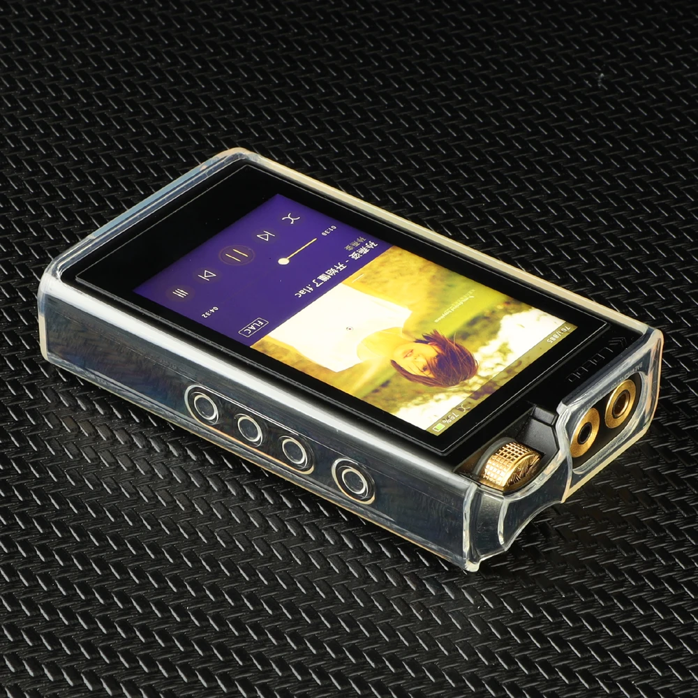 Capa protetora TPU para Lotoo Paw, Crystal Clear Cover, Gold Touch Shell Skin