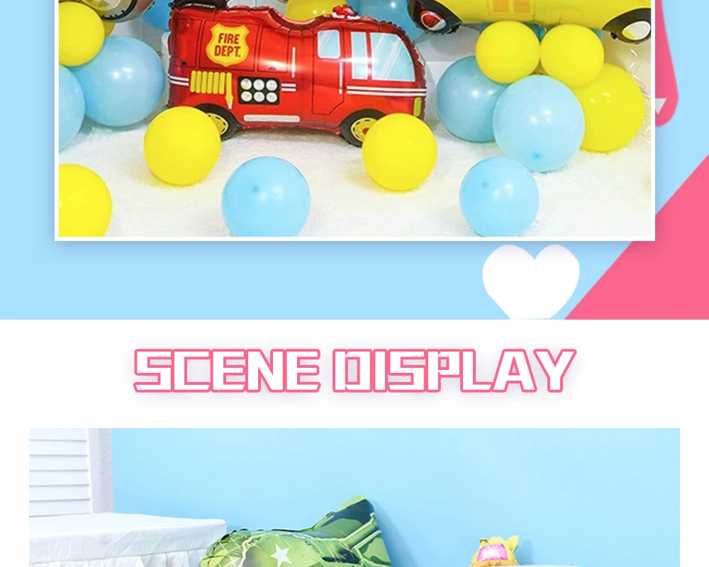 Flugzeug Auto Folie Helium Luftballons Bus Polizei Auto Feuerwehrauto Engineering Modell Ballon Junge Kinder Thema Geburtstag Party Dekoration – Detail 2