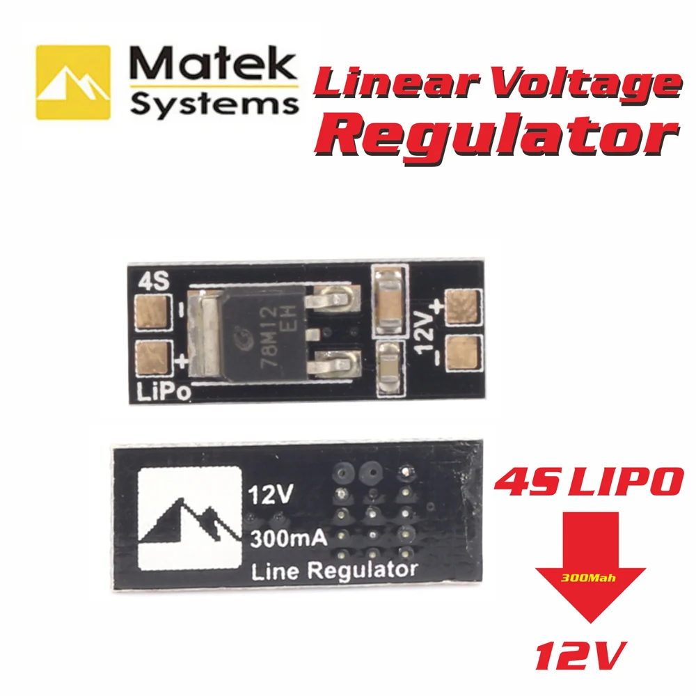 

Matek 4S Lipo To 12V Linear Voltage Regulator Regulate Module For FPV Camera Multicopter