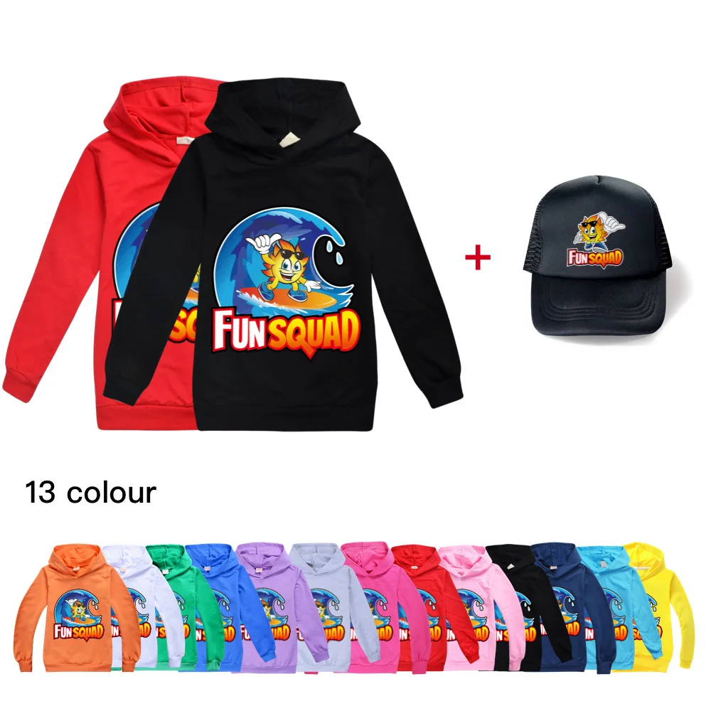 Fun Squad game Clothes Fall Outfits Baby Girl Boys Long Sleeve Tops Grils Clothing Big Kids Tshirt Sweatshirt Baseball Cap