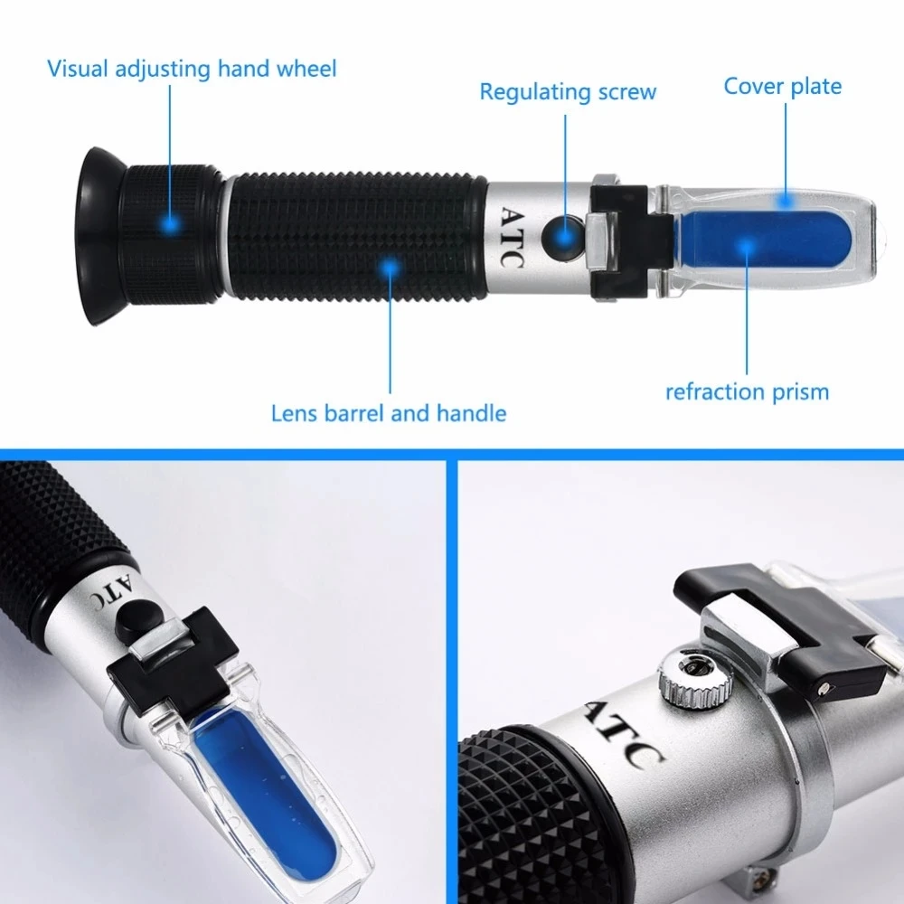 Brix Refractometer 28-62% Hand-held Honey Automatic Monitoring Refractometer Sugar Meter Honey Moisturizing 28-62% Ratio Range