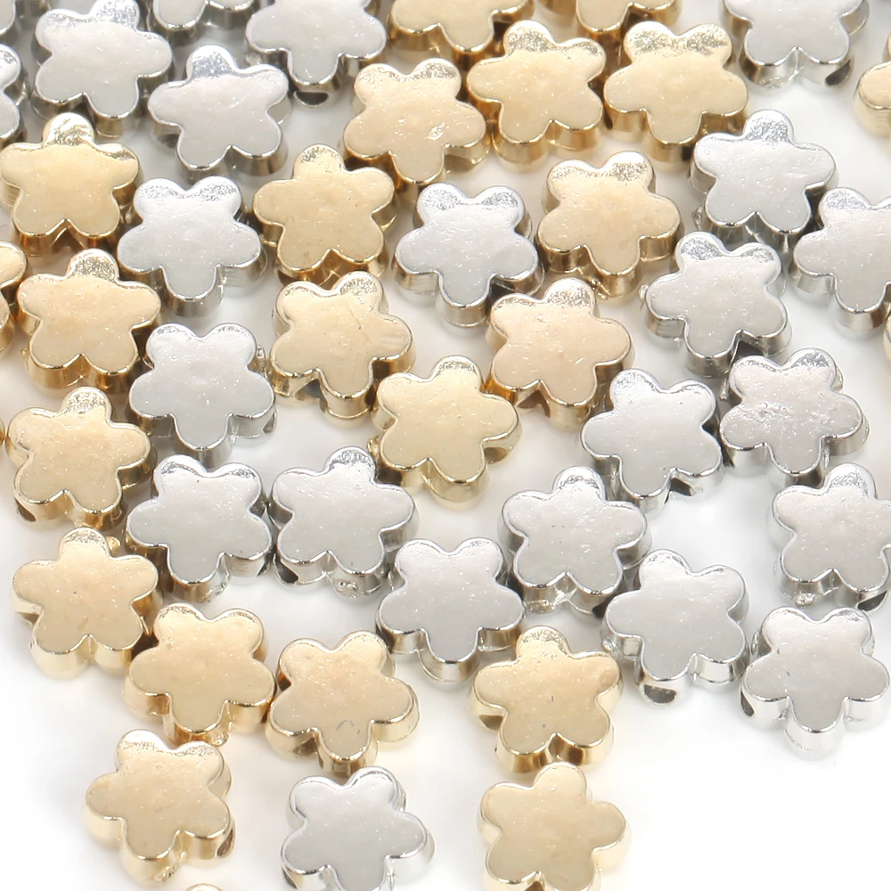 50pcs Spacers Beads Gold White Color Flower Rondelle CCB Frame Beads For Jewelry Making Diy Necklace Bracelet Earring Accessory