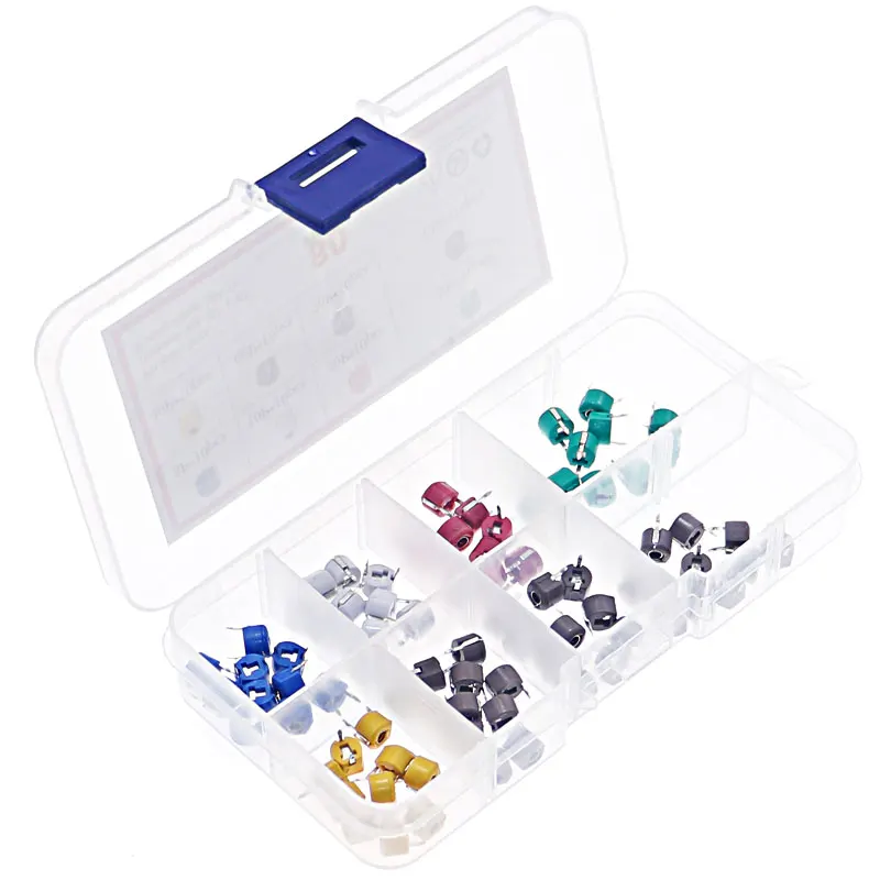 Kit de condensadores variables ajustables, 8 valores, 6mm, 5/10/30/60/120P, 80 unidades