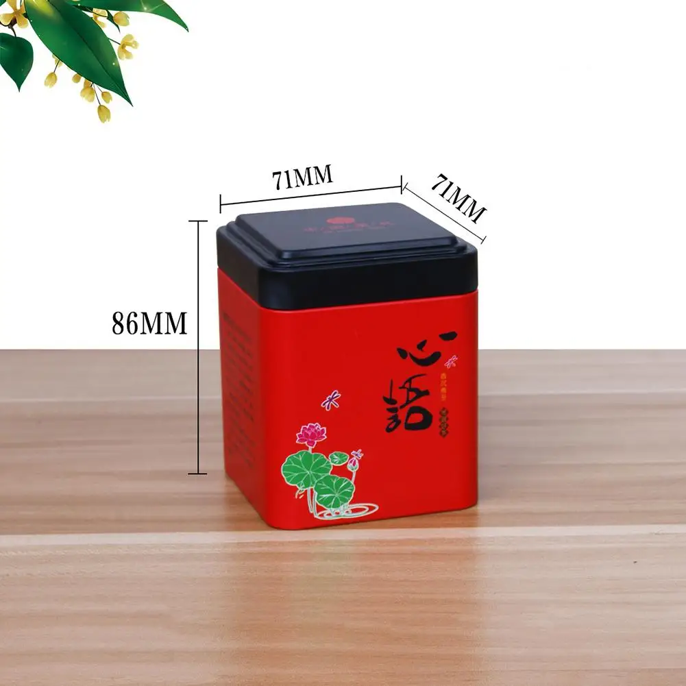 Mini Tin Storage Box Coffee Tea Caddy Square Sealed Tea Leaves Iron Packing Box Chinese Style Tinplate Collection Container Cans