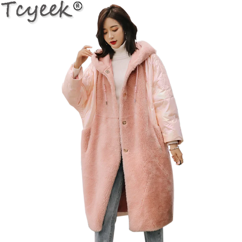 Long Real Fur Coat Female 100% Wool Jacket woman Winter Clothes Women Warm Hooded Down Jackets Korean 2021 Ropa De Mujer