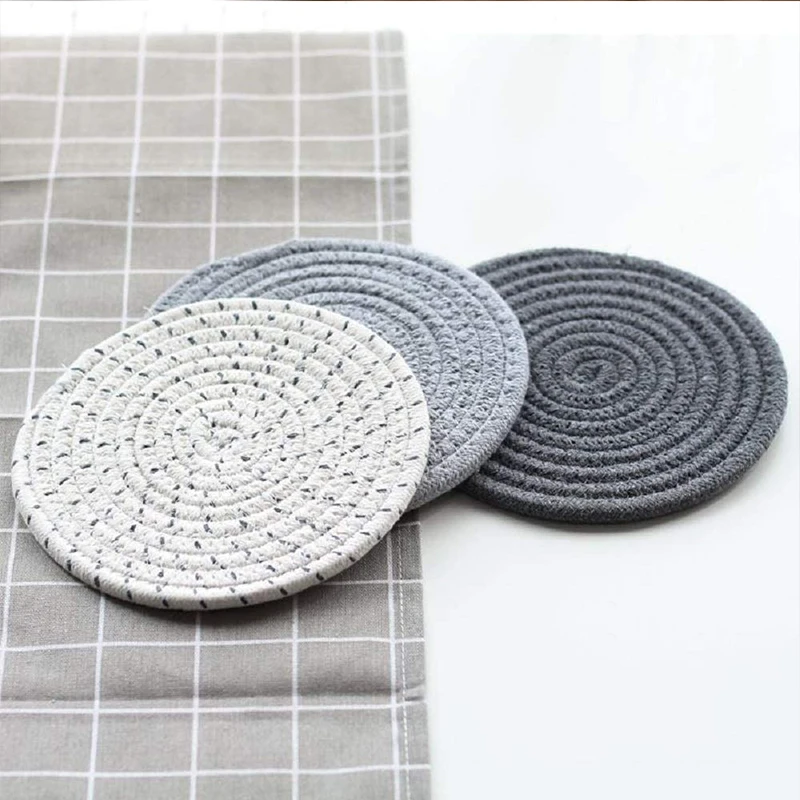 3pcs/set of  Round Potholder Kettle Plate Pot Bowl Mat Anti-scald Placemats for Table Drink Coaster Table SetKitchen Accessories