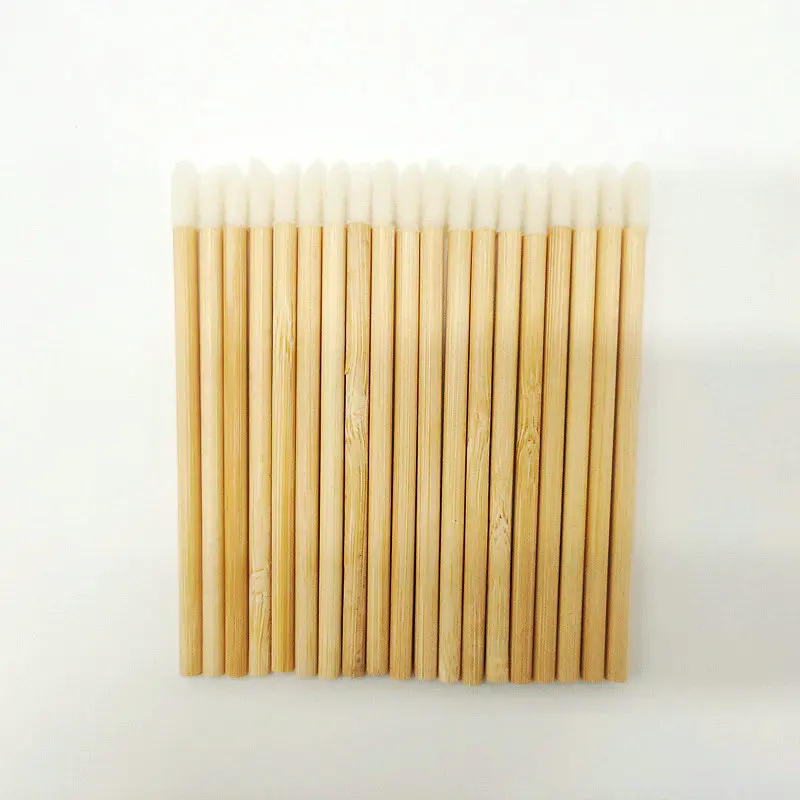 100 pcs Bamboo Stick Brush Lip Eyelash Applicator Lip Gloss Brush Biodegradable ECO Friendly Wooden Ends Brush for Woman Makeup